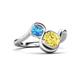 3 - Nerida 1.63 ctw Cushion Shape Created Yellow Sapphire (6.00 mm) and Princess Shape Blue Topaz Women Toi Et Moi Wave Engagement Ring 