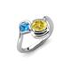 4 - Nerida 1.63 ctw Cushion Shape Created Yellow Sapphire (6.00 mm) and Princess Shape Blue Topaz Women Toi Et Moi Wave Engagement Ring 