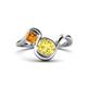 1 - Nerida 1.60 ctw Cushion Shape Created Yellow Sapphire (6.00 mm) and Princess Shape Citrine Women Toi Et Moi Wave Engagement Ring 