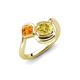 4 - Nerida 1.60 ctw Cushion Shape Created Yellow Sapphire (6.00 mm) and Princess Shape Citrine Women Toi Et Moi Wave Engagement Ring 