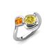 4 - Nerida 1.60 ctw Cushion Shape Created Yellow Sapphire (6.00 mm) and Princess Shape Citrine Women Toi Et Moi Wave Engagement Ring 