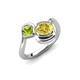 4 - Nerida 1.63 ctw Cushion Shape Created Yellow Sapphire (6.00 mm) and Princess Shape Peridot Women Toi Et Moi Wave Engagement Ring 