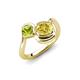 4 - Nerida 1.63 ctw Cushion Shape Created Yellow Sapphire (6.00 mm) and Princess Shape Peridot Women Toi Et Moi Wave Engagement Ring 