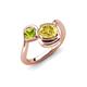 4 - Nerida 1.63 ctw Cushion Shape Created Yellow Sapphire (6.00 mm) and Princess Shape Peridot Women Toi Et Moi Wave Engagement Ring 