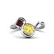 1 - Nerida 1.63 ctw Cushion Shape Created Yellow Sapphire (6.00 mm) and Princess Shape Red Garnet Women Toi Et Moi Wave Engagement Ring 