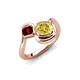 4 - Nerida 1.63 ctw Cushion Shape Created Yellow Sapphire (6.00 mm) and Princess Shape Red Garnet Women Toi Et Moi Wave Engagement Ring 