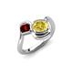 4 - Nerida 1.63 ctw Cushion Shape Created Yellow Sapphire (6.00 mm) and Princess Shape Red Garnet Women Toi Et Moi Wave Engagement Ring 