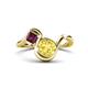 1 - Nerida 1.63 ctw Cushion Shape Created Yellow Sapphire (6.00 mm) and Princess Shape Rhodolite Garnet Women Toi Et Moi Wave Engagement Ring 