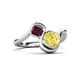 3 - Nerida 1.63 ctw Cushion Shape Created Yellow Sapphire (6.00 mm) and Princess Shape Rhodolite Garnet Women Toi Et Moi Wave Engagement Ring 