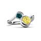 3 - Nerida 1.60 ctw Cushion Shape Created Yellow Sapphire (6.00 mm) and Princess Shape London Blue Topaz Women Toi Et Moi Wave Engagement Ring 
