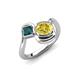 4 - Nerida 1.60 ctw Cushion Shape Created Yellow Sapphire (6.00 mm) and Princess Shape London Blue Topaz Women Toi Et Moi Wave Engagement Ring 