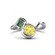 1 - Nerida 1.68 ctw Cushion Shape Created Yellow Sapphire (6.00 mm) and Princess Shape Created Alexandrite Women Toi Et Moi Wave Engagement Ring 