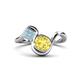 1 - Nerida 1.60 ctw Cushion Shape Created Yellow Sapphire (6.00 mm) and Princess Shape Aquamarine Women Toi Et Moi Wave Engagement Ring 