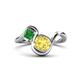 1 - Nerida 1.60 ctw Cushion Shape Created Yellow Sapphire (6.00 mm) and Princess Shape Green Garnet Women Toi Et Moi Wave Engagement Ring 