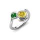 4 - Nerida 1.60 ctw Cushion Shape Created Yellow Sapphire (6.00 mm) and Princess Shape Green Garnet Women Toi Et Moi Wave Engagement Ring 