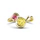 1 - Nerida 1.60 ctw Cushion Shape Created Yellow Sapphire (6.00 mm) and Princess Shape Pink Tourmaline Women Toi Et Moi Wave Engagement Ring 