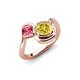 4 - Nerida 1.60 ctw Cushion Shape Created Yellow Sapphire (6.00 mm) and Princess Shape Pink Tourmaline Women Toi Et Moi Wave Engagement Ring 