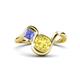 1 - Nerida 1.63 ctw Cushion Shape Created Yellow Sapphire (6.00 mm) and Princess Shape Tanzanite Women Toi Et Moi Wave Engagement Ring 
