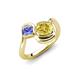4 - Nerida 1.63 ctw Cushion Shape Created Yellow Sapphire (6.00 mm) and Princess Shape Tanzanite Women Toi Et Moi Wave Engagement Ring 