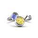 1 - Nerida 1.63 ctw Cushion Shape Created Yellow Sapphire (6.00 mm) and Princess Shape Tanzanite Women Toi Et Moi Wave Engagement Ring 