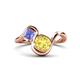 1 - Nerida 1.63 ctw Cushion Shape Created Yellow Sapphire (6.00 mm) and Princess Shape Tanzanite Women Toi Et Moi Wave Engagement Ring 