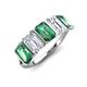 3 - Brianna 3.83 ctw Emerald Shape Created Alexandrite and Lab Grown Diamonds (6x4 mm) Five Stone Wedding Band 