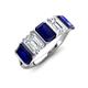 3 - Brianna 3.50 ctw Emerald Shape Blue Sapphire and Lab Grown Diamonds (6x4 mm) Five Stone Wedding Band 