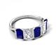 5 - Brianna 3.50 ctw Emerald Shape Blue Sapphire and Lab Grown Diamonds (6x4 mm) Five Stone Wedding Band 