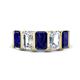 1 - Brianna 3.50 ctw Emerald Shape Blue Sapphire and Lab Grown Diamonds (6x4 mm) Five Stone Wedding Band 