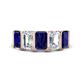 1 - Brianna 3.50 ctw Emerald Shape Blue Sapphire and Lab Grown Diamonds (6x4 mm) Five Stone Wedding Band 