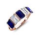 3 - Brianna 3.50 ctw Emerald Shape Blue Sapphire and Lab Grown Diamonds (6x4 mm) Five Stone Wedding Band 