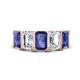 1 - Brianna 3.05 ctw Emerald Shape Iolite and Lab Grown Diamonds (6x4 mm) Five Stone Wedding Band 