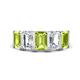1 - Brianna 3.50 ctw Emerald Shape Peridot and Lab Grown Diamonds (6x4 mm) Five Stone Wedding Band 