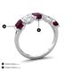 4 - Brianna 3.65 ctw Emerald Shape Rhodolite Garnet and Lab Grown Diamonds (6x4 mm) Five Stone Wedding Band 