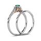 6 - Florence Prima Emerald and Diamond Halo Bridal Set Ring 