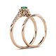6 - Florence Prima Emerald and Diamond Halo Bridal Set Ring 