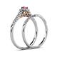 6 - Florence Prima Pink Tourmaline and Diamond Halo Bridal Set Ring 