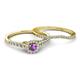 4 - Florence Prima Amethyst and Diamond Halo Bridal Set Ring 