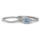 1 - Florence Prima Blue Topaz and Diamond Halo Bridal Set Ring 