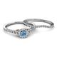 4 - Florence Prima Blue Topaz and Diamond Halo Bridal Set Ring 