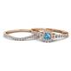 1 - Florence Prima Blue Topaz and Diamond Halo Bridal Set Ring 