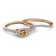 4 - Florence Prima Citrine and Diamond Halo Bridal Set Ring 