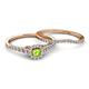 4 - Florence Prima Peridot and Diamond Halo Bridal Set Ring 