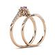 6 - Florence Prima Pink Sapphire and Diamond Halo Bridal Set Ring 