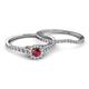 4 - Florence Prima Ruby and Diamond Halo Bridal Set Ring 
