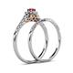 6 - Florence Prima Ruby and Diamond Halo Bridal Set Ring 