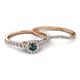 4 - Florence Prima London Blue Topaz and Diamond Halo Bridal Set Ring 