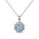1 - Urania 0.80 ctw Aquamarine (5.00 mm) and Lab Grown Diamond Floral Halo Pendant 