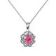 1 - Urania 0.80 ctw Pink Tourmaline (5.00 mm) and Lab Grown Diamond Floral Halo Pendant 