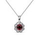 1 - Urania 1.03 ctw Red Garnet (5.00 mm) and Lab Grown Diamond Floral Halo Pendant 